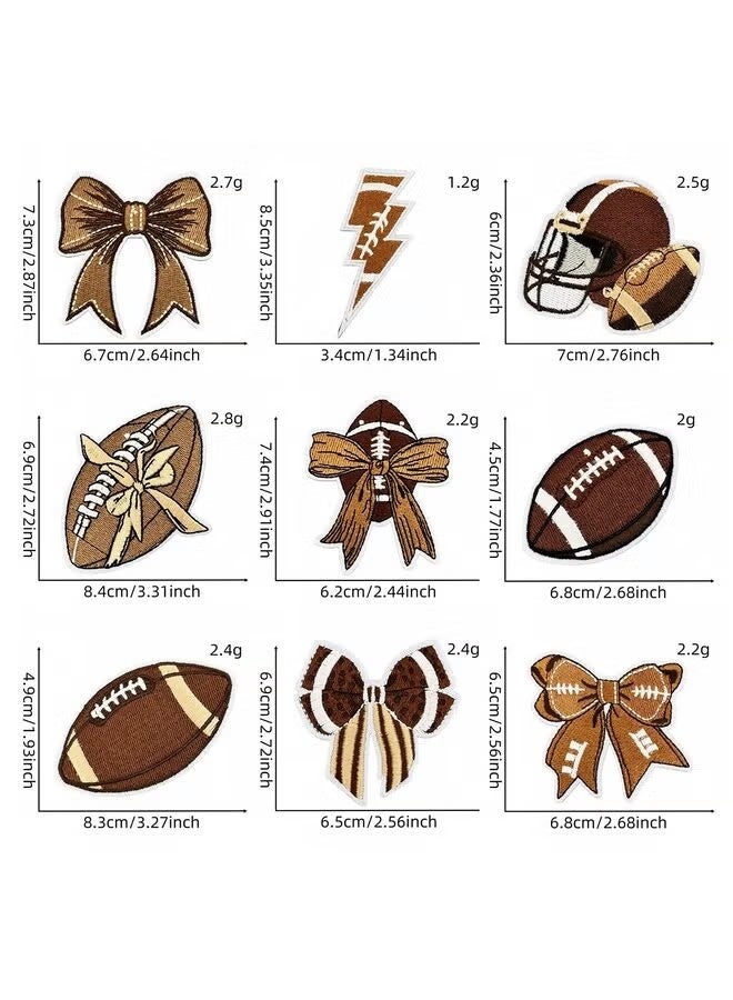 9PCS Football Iron on Patches, Rugby Embroidered Patch, Bow Cute Decoration for Clothes, Hat, Bags - Image 5